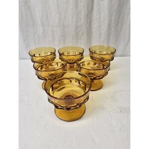 Indiana Glass Kings Crown Thumbprint Dessert Dish Footed Sherbets Set Of 6
